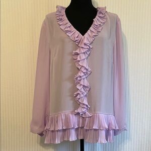 Gorgeous Banana Republic Feminine Lavender Purple Tiered Ruffle Large Blouse